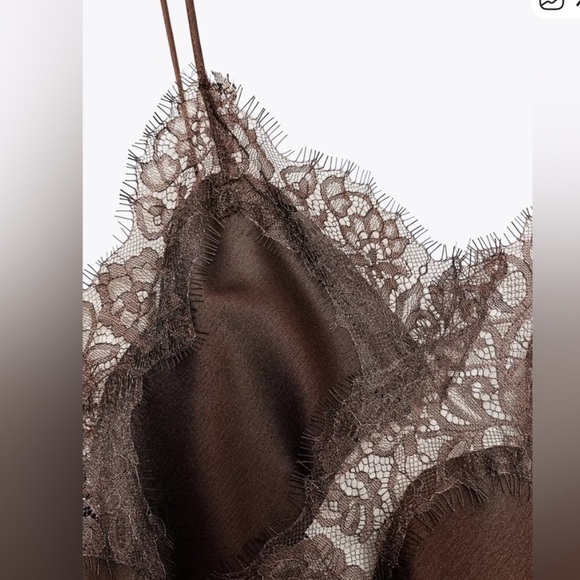 Zara NWT ZW Collection asymmetric lace dress brown 5919/200 - Picture 6 of 14